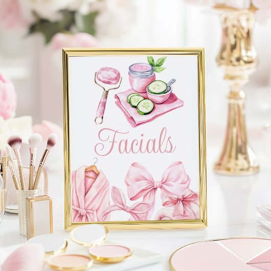 Spa Party Pink Birthday Facial Table Sign Poster