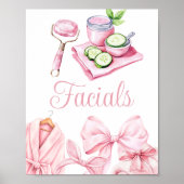 Spa Party Pink Birthday Facial Table Sign Poster (Voorkant)