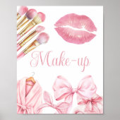 Spa Party Pink Birthday Make-up Sign Poster (Voorkant)