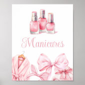 Spa Party Pink Birthday Manicure Table Sign Poster (Voorkant)