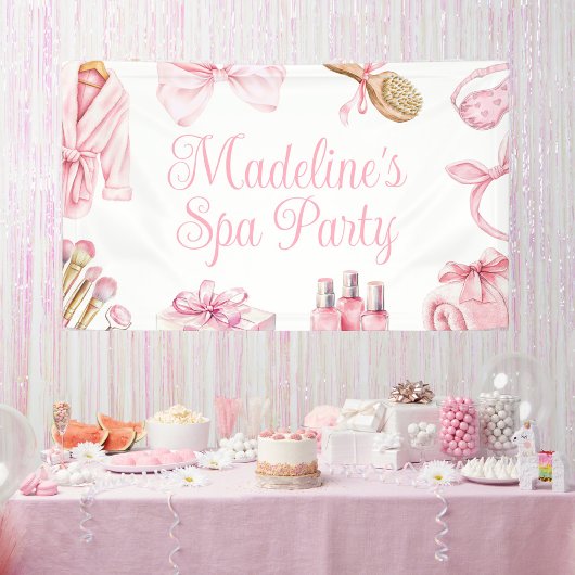 Spa Party Pink Birthday Party Banner