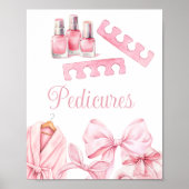 Spa Party Pink Birthday Pedicure Sign Poster (Voorkant)
