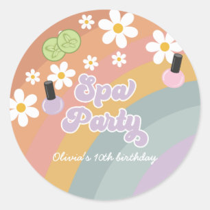 Spa Party Retro Regenboog Verjaardag Ronde Sticker