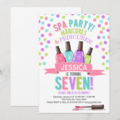 Spa Party Roze Paarse verjaardagsuitnodiging Kaart (Voorkant / Achterkant)
