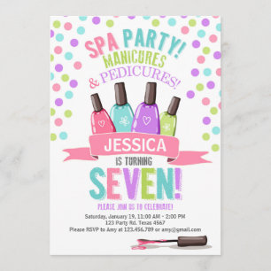 Spa Party roze Paarse verjaardagsuitnodiging Kaart