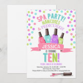 Spa Party roze Paarse verjaardagsuitnodiging Kaart (Voorkant / Achterkant)