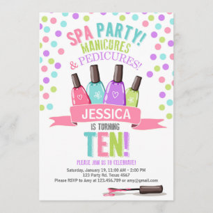 Spa Party roze Paarse verjaardagsuitnodiging Kaart