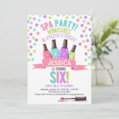 Spa Party Roze Paarse verjaardagsuitnodiging Zes Kaart (Staand voorkant)
