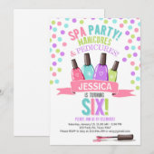 Spa Party Roze Paarse verjaardagsuitnodiging Zes Kaart (Voorkant / Achterkant)