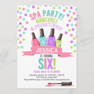 Spa Party Roze Paarse verjaardagsuitnodiging Zes Kaart