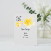 Spa party save the date with Plumeria Flower Briefkaart (Staand voorkant)