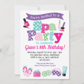 Spa Party Uitnodiging - Kids Birthday Spa Party (Voorkant)