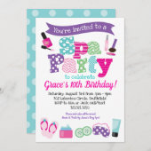 Spa Party Uitnodiging - Kids Birthday Spa Party (Voorkant / Achterkant)