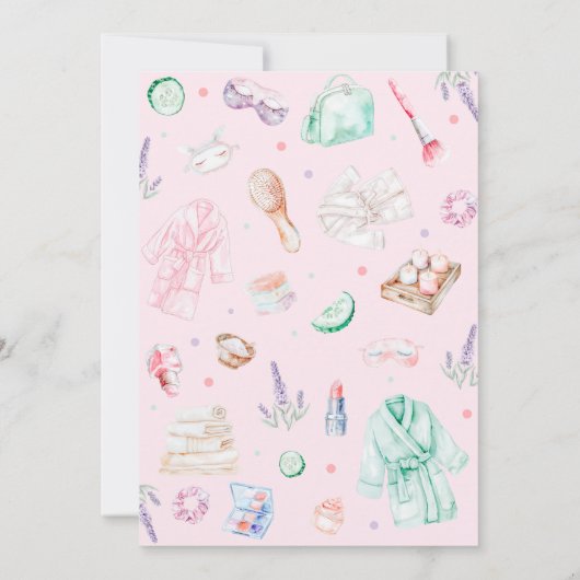 Spa Party Verjaardag Roze Kaart (Achterkant)