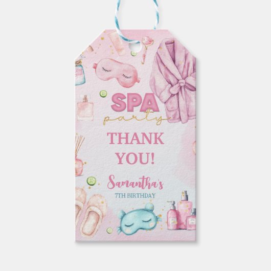 Spa Party Verjaardag, Sleepover, Slumber Party Cadeaulabel (Voorkant)