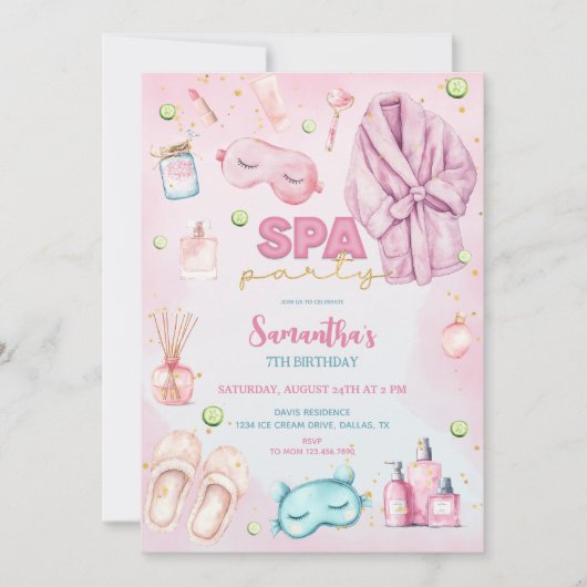 Spa Party Verjaardag, Sleepover, Slumber Party Kaart (Voorkant)