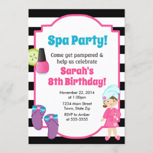 Spa Party Verjaardag Uitnodiging Pamper Party