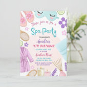 Spa Party Verjaardag Uitnodiging, Spa Girl Uitnodi Kaart (Staand voorkant)