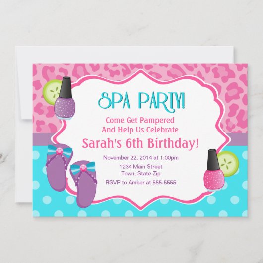 Spa Party Verjaardagsuitnodiging 5x7 Kaart (Voorkant)