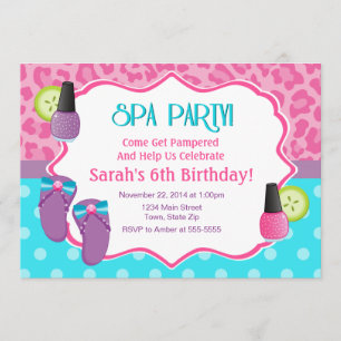 Spa Party Verjaardagsuitnodiging 5x7 Kaart