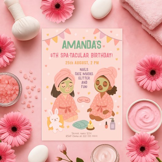 Spa Party voor meisjes Roze verjaardag Kaart