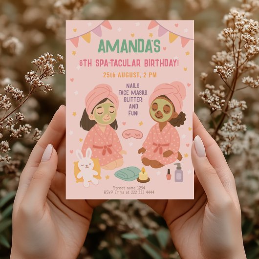 Spa Party voor meisjes Roze verjaardag Kaart