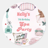 Spa Pastel Pamper Verjaardagsfeest Ronde Sticker (Voorkant)
