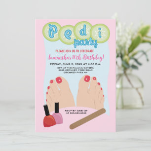 Spa Pedicure Birthday Party Invitation Kaart