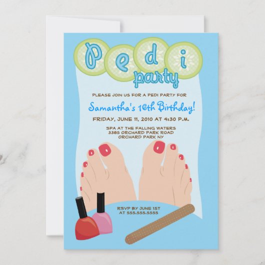 SPA PEDICURE Pedi Party Invitation 5x7 Kaart (Voorkant)