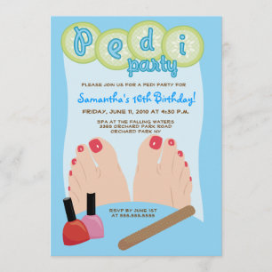 SPA PEDICURE Pedi Party Invitation 5x7 Kaart