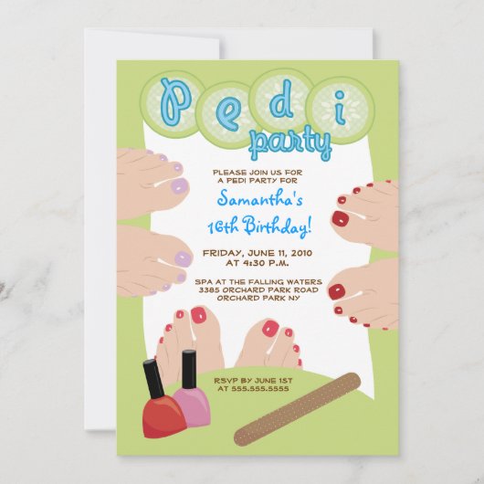 SPA PEDICURE Pedi Party Invitation 5x7 Kaart (Voorkant)