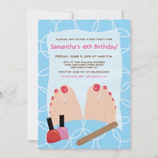SPA PEDICURE Pedi Party Invitation 5x7 Kaart (Voorkant)