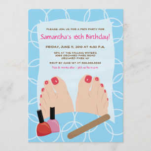 SPA PEDICURE Pedi Party Invitation 5x7 Kaart