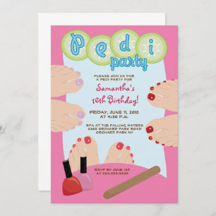 SPA PEDICURE Pedi Party Invitation 5x7 Kaart