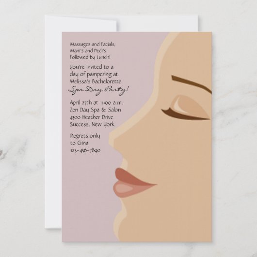 Spa Pleasure Bachelorette Party Invitation Kaart (Voorkant)