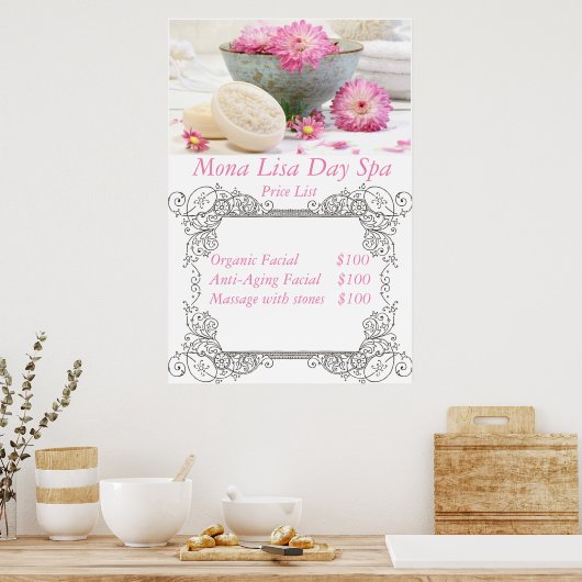 Spa price List Poster (Keuken)