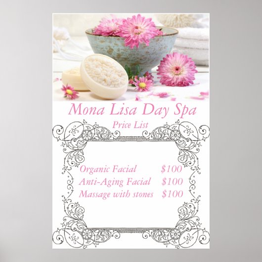 Spa price List Poster (Voorkant)