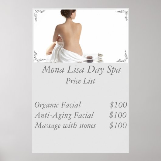 Spa-prijslijst Poster (Voorkant)