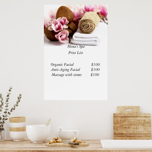 Spa prijslijst poster (Keuken)