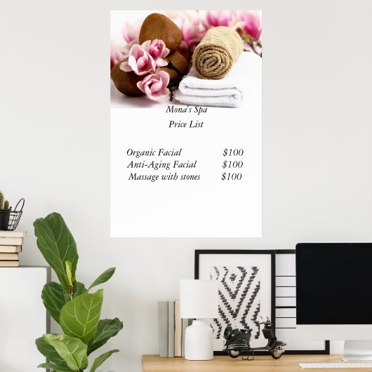 Spa prijslijst poster (Thuiskantoor)