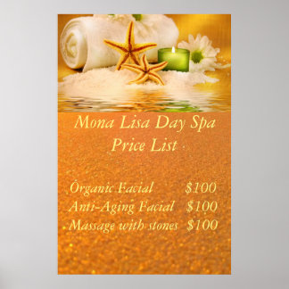 Spa-prijslijst Poster