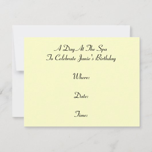 Spa Retreat Relaxation Invitation Party Retro Kaart (Achterkant)