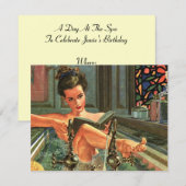 Spa Retreat Relaxation Invitation Party Retro Kaart (Voorkant / Achterkant)