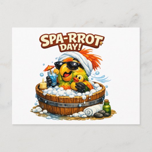 Spa-rrrot Day Funny Parrot Spa Relax Design Briefkaart (Voorkant)