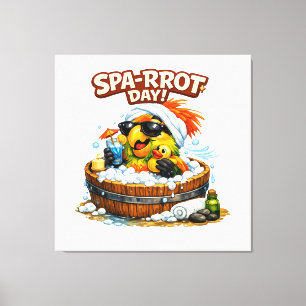 Spa-rrrot Day Funny Parrot Spa Relax Design Canvas Afdruk