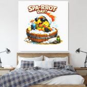 Spa-rrrot Day Funny Parrot Spa Relax Design Canvas Afdruk (Insitu (Slaapkamer))