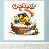 Spa-rrrot Day Funny Parrot Spa Relax Design Canvas Afdruk (Insitu (Houten vloer))