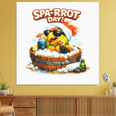 Spa-rrrot Day Funny Parrot Spa Relax Design Canvas Afdruk (Insitu (Woonkamer))