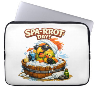 Spa-rrrot Day Funny Parrot Spa Relax Design Laptop Sleeve