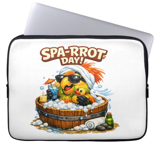 Spa-rrrot Day Funny Parrot Spa Relax Design Laptop Sleeve (Voorkant)